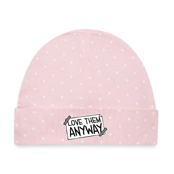 Love Them Anyway Inspirierend Bedingungslose Liebe - Baby Premium Organic Mütze - Rosa/Weiße Punkte - Vorne