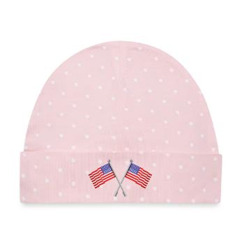 Flagge der Vereinigten Staaten - Baby Premium Organic Mütze - Rosa/Weiße Punkte - Vorne