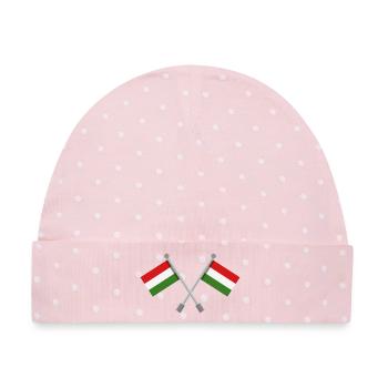 Ungarische Flagge - Baby Premium Organic Mütze - Rosa/Weiße Punkte - Vorne