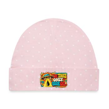 Verrücktes UFO - Baby Premium Organic Mütze - Rosa/Weiße Punkte - Vorne