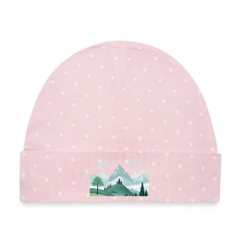 Gebirge - Baby Premium Organic Mütze - Rosa/Weiße Punkte - Vorne