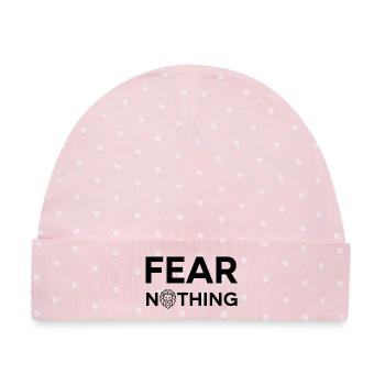 Furchtloses Löwen-Design - Baby Premium Organic Mütze - Rosa/Weiße Punkte - Vorne