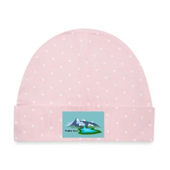 Bergwind und Wasserfall Naturbild - Baby Premium Organic Mütze - Rosa/Weiße Punkte - Vorne