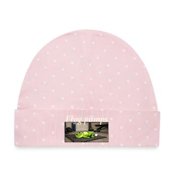 Frog Pumps Frosch Fitness Spruch - Baby Premium Organic Mütze - Rosa/Weiße Punkte - Vorne