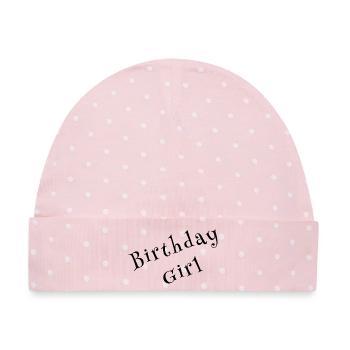 Birthday Girl – Celebration Design - Baby Premium Organic Mütze - Rosa/Weiße Punkte - Vorne