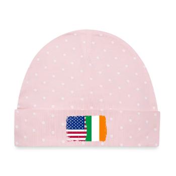 Flag Fusion: Sterne und Kleeblatt - Baby Premium Organic Mütze - Rosa/Weiße Punkte - Vorne