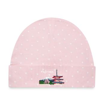 Berg Fuji, Japan, Pagode - Baby Premium Organic Mütze - Rosa/Weiße Punkte - Vorne