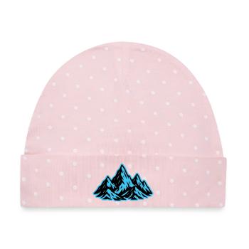 Berge Gipfel Symbol - Baby Premium Organic Mütze - Rosa/Weiße Punkte - Vorne