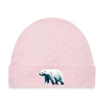 Polar Bär Eisbär - Baby Premium Organic Mütze - Rosa/Weiße Punkte - Vorne