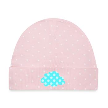 Wolke Dots Punkte Kinderzimmer Deko Kinder Wetter - Baby Premium Organic Mütze - Rosa/Weiße Punkte - Vorne