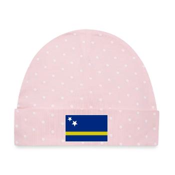 Curacao Flagge - Baby Premium Organic Mütze - Rosa/Weiße Punkte - Vorne