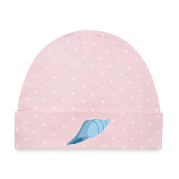 Blaues Muschelspirale-Design - Baby Premium Organic Mütze - Rosa/Weiße Punkte - Vorne