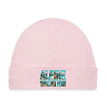 Alpenurlaub Bergsee & Berge - Baby Premium Organic Mütze - Rosa/Weiße Punkte - Vorne
