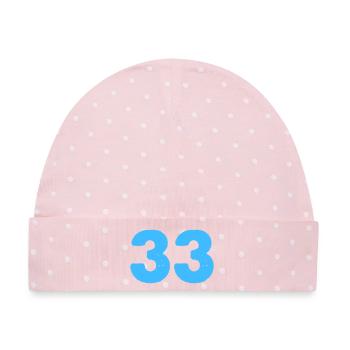 33 - Baby Premium Organic Mütze - Rosa/Weiße Punkte - Vorne