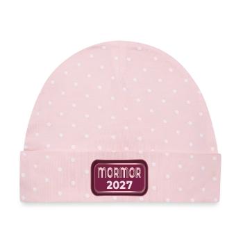 Schwedische Großmutter 2027 - Baby Premium Organic Mütze - Rosa/Weiße Punkte - Vorne