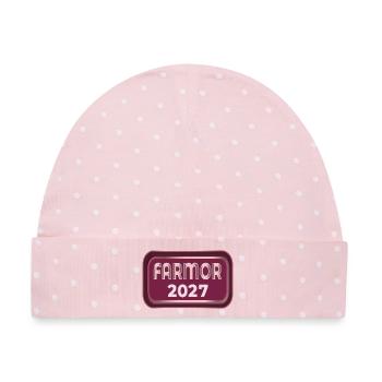 Schwedische Großmutter 2027 - Baby Premium Organic Mütze - Rosa/Weiße Punkte - Vorne