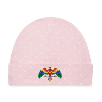 Bunter Papagei - Baby Premium Organic Mütze - Rosa/Weiße Punkte - Vorne