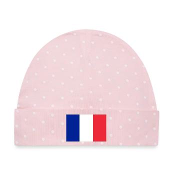 Aufkleberflagge frankreichs drapeau de la France - Baby Premium Organic Mütze - Rosa/Weiße Punkte - Vorne