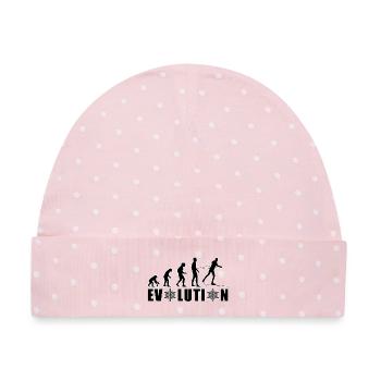 EVOLUTION SKILANGLAUF Biathlon Nordische Kombi - Baby Premium Organic Mütze - Rosa/Weiße Punkte - Vorne