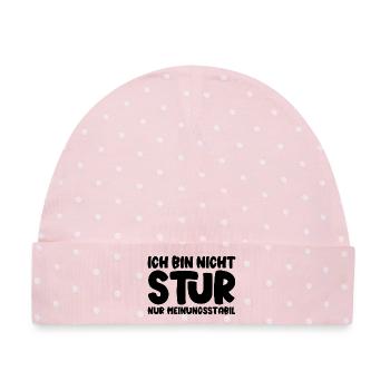 Ich bin nicht stur nur meinungsstabil - Baby Premium Organic Mütze - Rosa/Weiße Punkte - Vorne