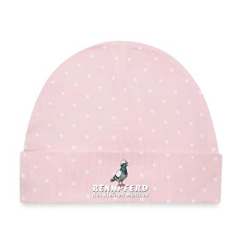 Tauben Shirt Tasse Hoodie Bergmann Rennpferd - Baby Premium Organic Mütze - Rosa/Weiße Punkte - Vorne