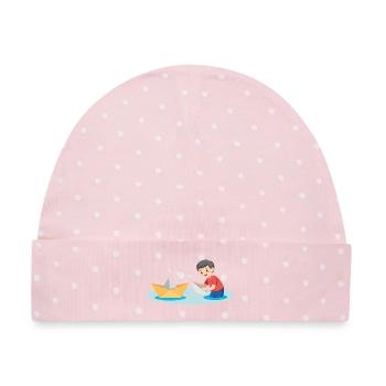 Papierboot spielen - Baby Premium Organic Mütze - Rosa/Weiße Punkte - Vorne
