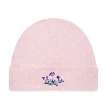 Lila Pilzwolke - Baby Premium Organic Mütze - Rosa/Weiße Punkte - Vorne