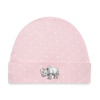 Nashorn Wireframe Muster - Baby Premium Organic Mütze - Rosa/Weiße Punkte - Vorne