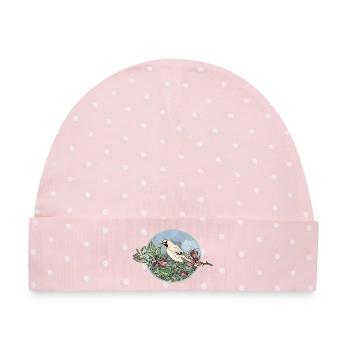 Bunter Vogel - Baby Premium Organic Mütze - Rosa/Weiße Punkte - Vorne