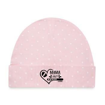 Mama 2027 loading - Baby Premium Organic Mütze - Rosa/Weiße Punkte - Vorne