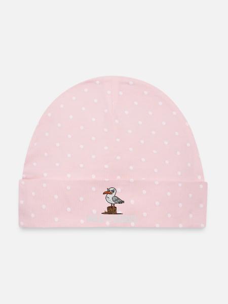 Hold The Sabbel Möwe Norddeutsch Plattdeutsch - Baby Premium Organic Mütze - Rosa/Weiße Punkte