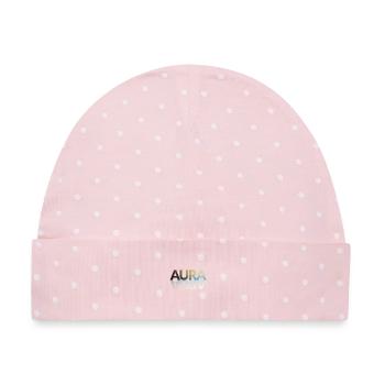 Aura  - Baby Premium Organic Mütze - Rosa/Weiße Punkte - Vorne