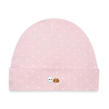Milch-und-Keks-Kawaii-Duo - Baby Premium Organic Mütze - Rosa/Weiße Punkte - Vorne