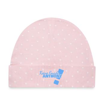 Spruch Anthony - Baby Premium Organic Mütze - Rosa/Weiße Punkte - Vorne