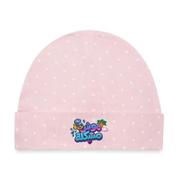 Mosh Mochkla – Tunesisches Arabisch Lustiges positives Zitat - Baby Premium Organic Mütze - Rosa/Weiße Punkte - Vorne