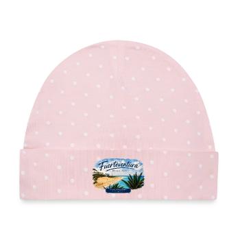 Fuerteventura Morro Jable Strand Design - Baby Premium Organic Mütze - Rosa/Weiße Punkte - Vorne