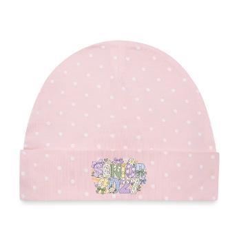 Senior 2027 Pastell-Blumenpatchwork & Schleifen - Baby Premium Organic Mütze - Rosa/Weiße Punkte - Vorne