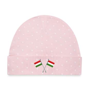 Ungarische Flagge - Baby Premium Organic Mütze - Rosa/Weiße Punkte - Vorne