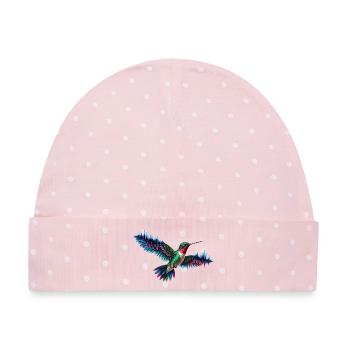 Lebendige Kolibri-Wellenkunst - Baby Premium Organic Mütze - Rosa/Weiße Punkte - Vorne