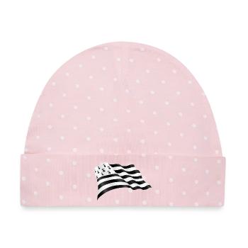 Webende bretonische Flagge Gwen Ha Du - Baby Premium Organic Mütze - Rosa/Weiße Punkte - Vorne