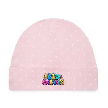 Eid Mubarak Graffiti Kids: Das zu stilvolle Geschenk - Baby Premium Organic Mütze - Rosa/Weiße Punkte - Vorne