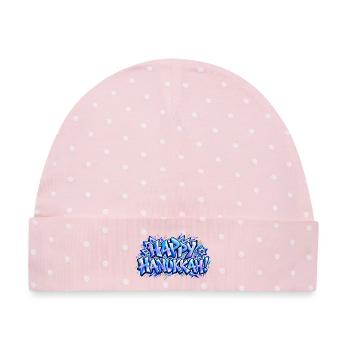 Frohes blaues Graffiti-Hanukkah: Geschenk, das leuchtet! - Baby Premium Organic Mütze - Rosa/Weiße Punkte - Vorne