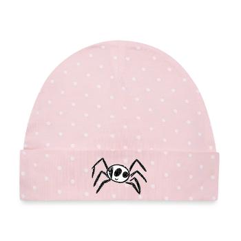 Niedliche Spinne – Handgezeichnetes Halloween-Design - Baby Premium Organic Mütze - Rosa/Weiße Punkte - Vorne