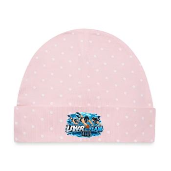 UWR Team Wasserrugby Logo - Baby Premium Organic Mütze - Rosa/Weiße Punkte - Vorne