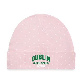Dublin - Irland - Baby Premium Organic Mütze - Rosa/Weiße Punkte - Vorne