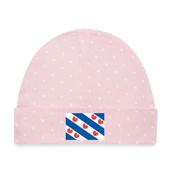 Friesische Flagge - Baby Premium Organic Mütze - Rosa/Weiße Punkte - Vorne