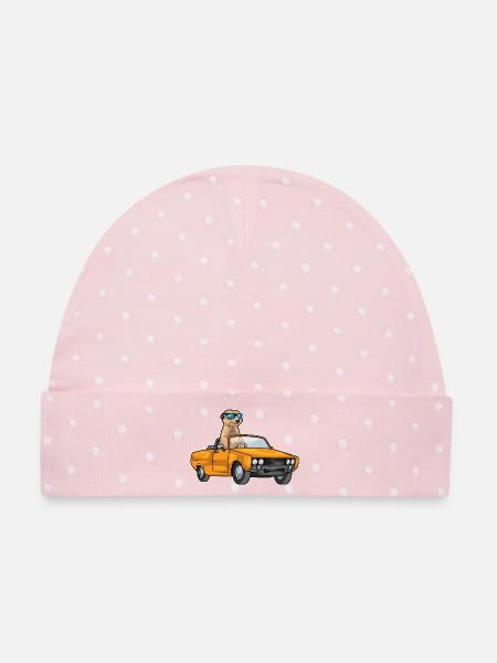 Erdmännchen Auto - Baby Premium Organic Mütze - Rosa/Weiße Punkte