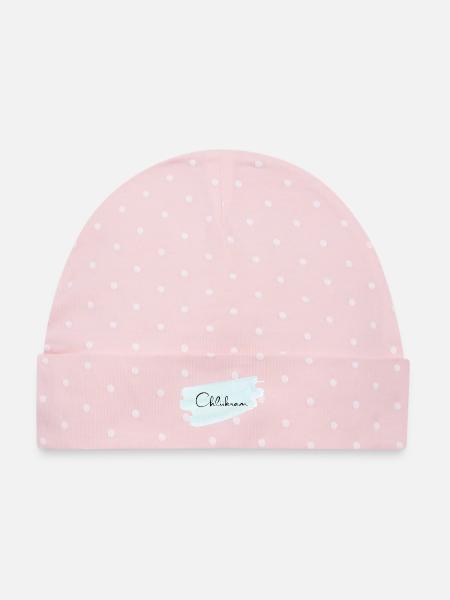 Chliikram - Baby Premium Organic Mütze - Rosa/Weiße Punkte