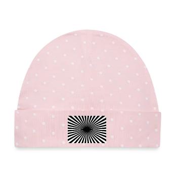 Hypnotisch zentrierte radiale Strahlen - Baby Premium Organic Mütze - Rosa/Weiße Punkte - Vorne