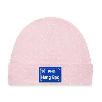 silberstraase in hanoi Vietnam  - Baby Premium Organic Mütze - Rosa/Weiße Punkte - Vorne